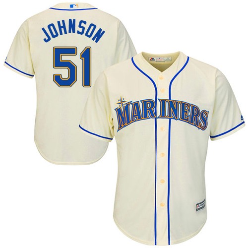 Mariners #51 Randy Johnson Cream Cool Base Stitched Youth MLB Jersey